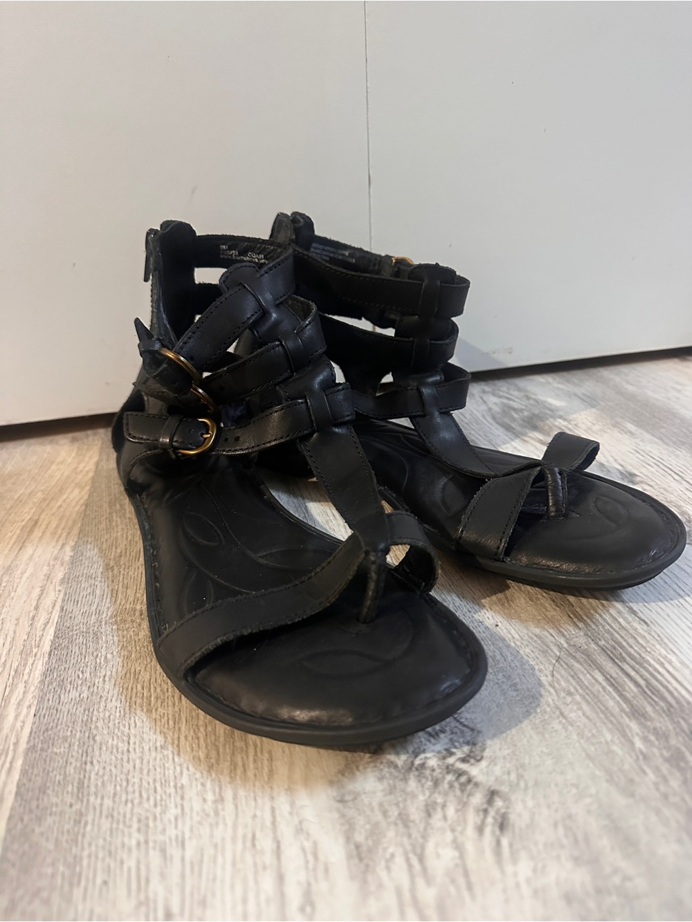 Born Black Strappy Gladiator Sandals with Buckle Detail